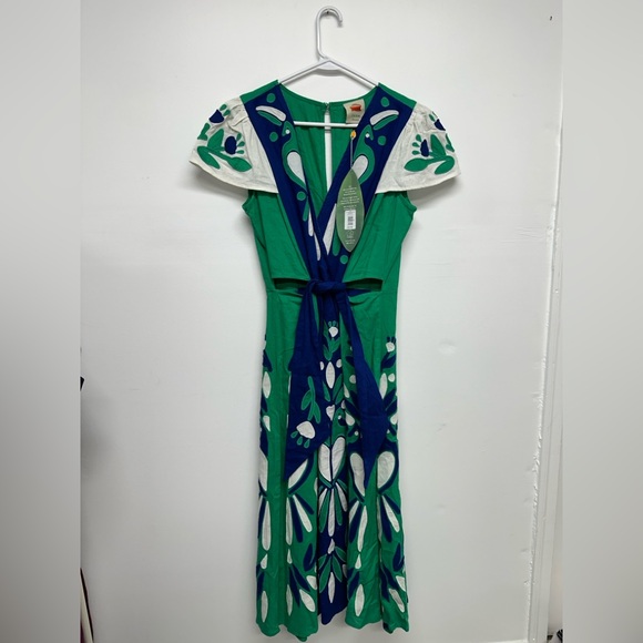 Farm Rio Soft Garden Patchwork Linen-Blend Midi Dress NWT - Picture 6 of 14